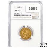 1916-S $5 Gold Half Eagle NGC AU58 1916-S $5 Gold Half Eagle NGC AU58