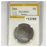 1806 Draped Bust Half Dollar PGA MS64+ Rainbow 1806 Draped Bust Half Dollar PGA MS64+ Rainbow