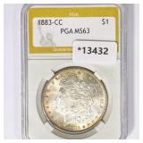1883-CC Morgan Silver Dollar PGA MS63 1883-CC Morgan Silver Dollar PGA MS63