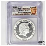 2024 1oz Silver MAGA King Trump ICG BU DCAM 2024 1oz Silver MAGA King Trump ICG BU DCAM