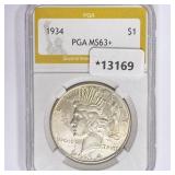 1934 Silver Peace Dollar PGA MS63+ 1934 Silver Peace Dollar PGA MS63+
