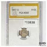 1857-O Seated Liberty Half Dime PGA MS60 1857-O Seated Liberty Half Dime PGA MS60