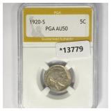 1920-S Buffalo Nickel PGA AU50 1920-S Buffalo Nickel PGA AU50