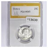 1935-S Washington Silver Quarter PGA MS65 1935-S Washington Silver Quarter PGA MS65