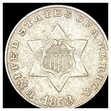 1853 Silver Three Cent CLOSELY UNCIRCULATED 1853 Silver Three Cent CLOSELY UNCIRCULATED