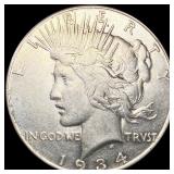 1934-S Silver Peace Dollar CLOSELY UNCIRCULATED 1934-S Silver Peace Dollar CLOSELY UNCIRCULATED