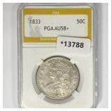 1833 Capped Bust Half Dollar PGA AU58+ 1833 Capped Bust Half Dollar PGA AU58+