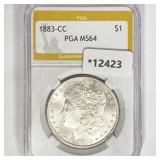 1883-CC Morgan Silver Dollar PGA MS64 1883-CC Morgan Silver Dollar PGA MS64
