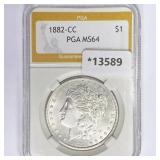1882-CC Morgan Silver Dollar PGA MS64 1882-CC Morgan Silver Dollar PGA MS64