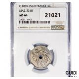 C.1889 4C Essai France NGC MS64 MAZ-2318 C.1889 4C Essai France NGC MS64 MAZ-2318