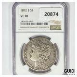1892-S Morgan Silver Dollar NGC VF30 1892-S Morgan Silver Dollar NGC VF30
