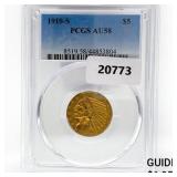 1910-S $5 Gold Half Eagle PCGS AU58 1910-S $5 Gold Half Eagle PCGS AU58