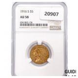 1916-S $5 Gold Half Eagle NGC AU58 1916-S $5 Gold Half Eagle NGC AU58