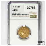 1916-S $5 Gold Half Eagle NGC AU58 1916-S $5 Gold Half Eagle NGC AU58
