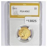 1911 $5 Gold Half Eagle PGA MS62 1911 $5 Gold Half Eagle PGA MS62