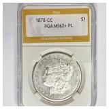 1878-CC Morgan Silver Dollar PGA MS62+ PL 1878-CC Morgan Silver Dollar PGA MS62+ PL