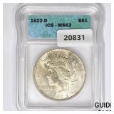 1922-D Silver Peace Dollar ICG MS63 1922-D Silver Peace Dollar ICG MS63