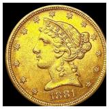 1881 $5 Gold Half Eagle UNCIRCULATED 1881 $5 Gold Half Eagle UNCIRCULATED