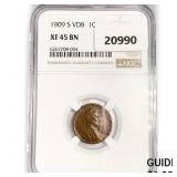 1909-S VDB Wheat Cent NGC XF45 BN 1909-S VDB Wheat Cent NGC XF45 BN