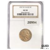 1937-D Buffalo Nickel NGC AU50 3 Legs 1937-D Buffalo Nickel NGC AU50 3 Legs