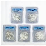 5 2015-P American Silver Eagle ICG-MS69 RARE P 5 2015-P American Silver Eagle ICG-MS69 RARE P