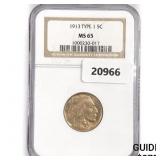 1913 Buffalo Nickel NGC MS65 Type 1 1913 Buffalo Nickel NGC MS65 Type 1