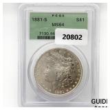 1881-S Morgan Silver Dollar PCGS MS64 1881-S Morgan Silver Dollar PCGS MS64