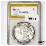 1884-CC Morgan Silver Dollar PGA MS64 1884-CC Morgan Silver Dollar PGA MS64