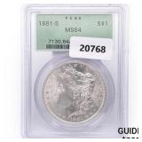 1881-S Morgan Silver Dollar PCGS MS64 1881-S Morgan Silver Dollar PCGS MS64