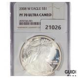 2008-W American Silver Eagle NGC PF70 UC 2008-W American Silver Eagle NGC PF70 UC