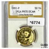 1991-P 50Yn 1/2oz China Gold Panda PGA MS70 DCAM 1991-P 50Yn 1/2oz China Gold Panda PGA MS70 DCAM