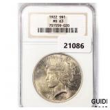 1922 Silver Peace Dollar NGC MS63 1922 Silver Peace Dollar NGC MS63