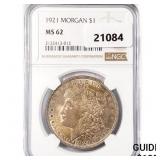 1921 Morgan Silver Dollar NGC MS62 1921 Morgan Silver Dollar NGC MS62