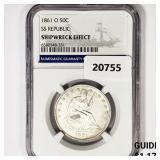 1861-O Seated Lib. 50C NGC Shipwreck SS Rep Bx 1861-O Seated Lib. 50C NGC Shipwreck SS Rep Bx