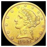 1907-D $5 Gold Half Eagle NICELY CIRCULATED 1907-D $5 Gold Half Eagle NICELY CIRCULATED