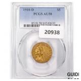 1910-D $5 Gold Half Eagle PCGS AU58 1910-D $5 Gold Half Eagle PCGS AU58