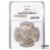 1922 Silver Peace Dollar NGC MS64 1922 Silver Peace Dollar NGC MS64