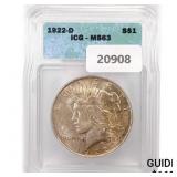 1922-D Silver Peace Dollar ICG MS63 1922-D Silver Peace Dollar ICG MS63