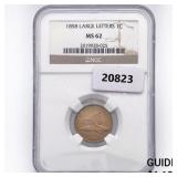 1858 Flying Eagle Cent NGC MS62 Lg Letters 1858 Flying Eagle Cent NGC MS62 Lg Letters