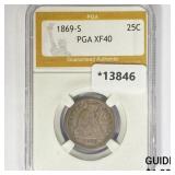 1869-S Seated Liberty Quarter PGA XF40 1869-S Seated Liberty Quarter PGA XF40