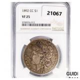 1892-CC Morgan Silver Dollar NGC VF25 1892-CC Morgan Silver Dollar NGC VF25