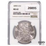 1890-S Morgan Silver Dollar NGC MS62 1890-S Morgan Silver Dollar NGC MS62