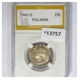1941-D Washington Silver Quarter PGA MS66 1941-D Washington Silver Quarter PGA MS66
