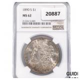 1890-S Morgan Silver Dollar NGC MS62 1890-S Morgan Silver Dollar NGC MS62