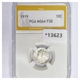 1919 Mercury Silver Dime PGA MS64 FSB 1919 Mercury Silver Dime PGA MS64 FSB