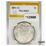 1891-CC Morgan Silver Dollar PGA MS64 1891-CC Morgan Silver Dollar PGA MS64