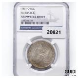 1861-O Seated Lib. 50C NGC Shipwreck SS Rep Bx 1861-O Seated Lib. 50C NGC Shipwreck SS Rep Bx