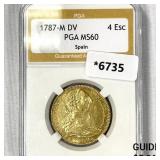 1787-M DV PGA MS60 Spain 4 Esc Gold .38oz 1787-M DV PGA MS60 Spain 4 Esc Gold .38oz