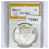 1884-CC Morgan Silver Dollar PGA MS63 1884-CC Morgan Silver Dollar PGA MS63