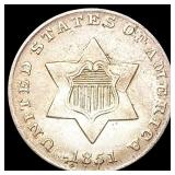 1851 Silver Three Cent CLOSELY UNCIRCULATED 1851 Silver Three Cent CLOSELY UNCIRCULATED